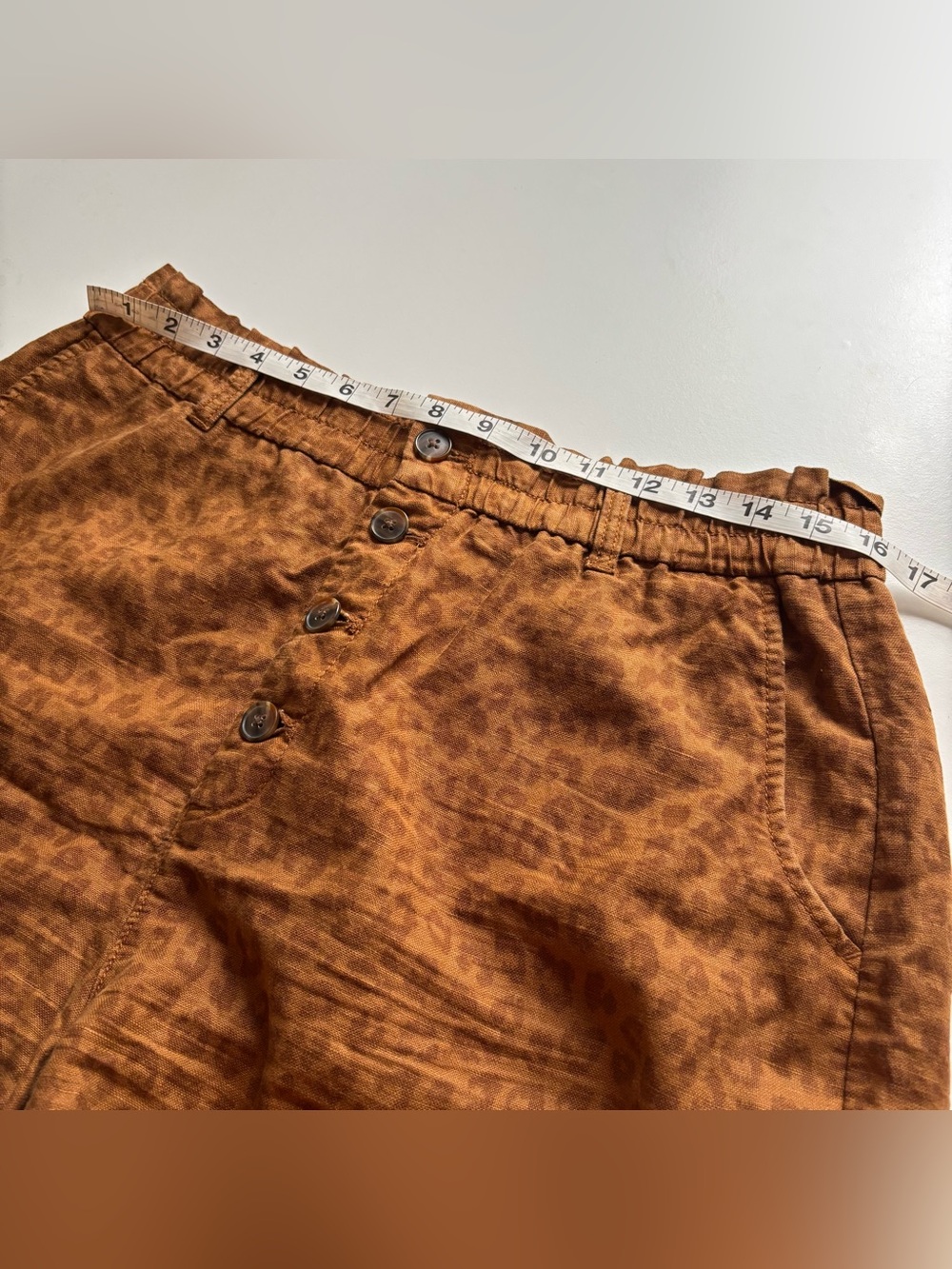 Gap Khakis animal print shorts 14 tall linen cotton blend brown tan leopard - Picture 10 of 12